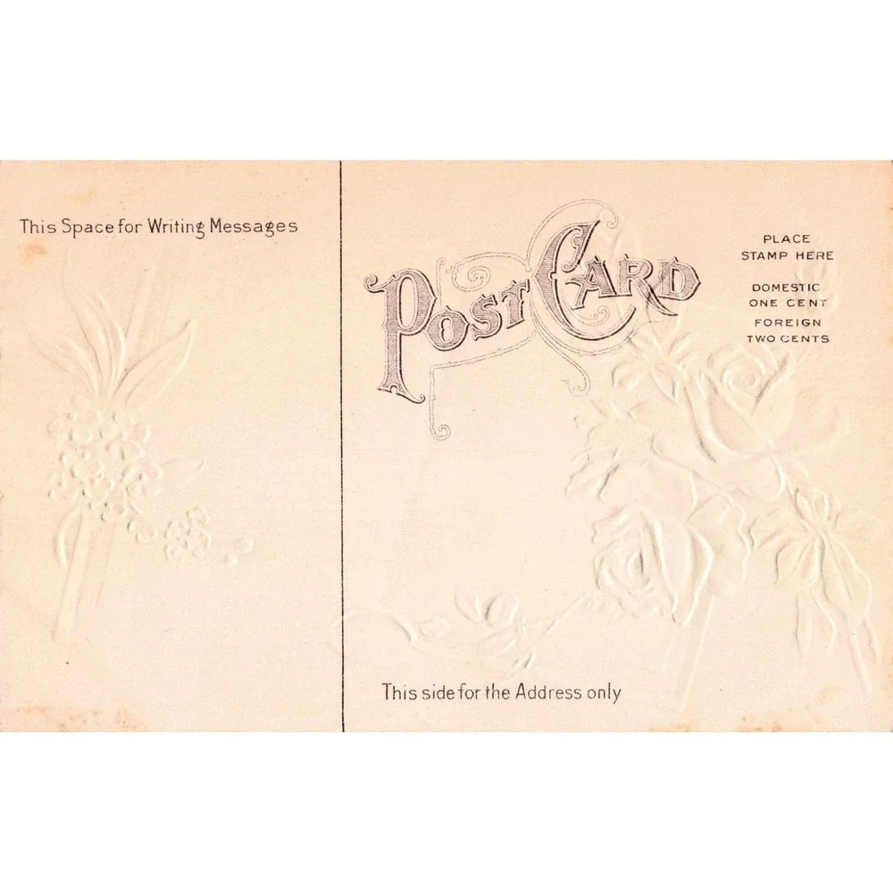 Vintage 1910 Embossed Birthday Postcard Pink Roses Forget Me Nots Open Book VG